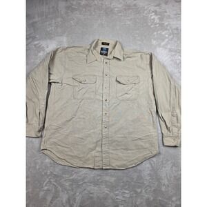 Vintage Pure Stuff Button Up Shirt Mens XL Tan Long Sleeve Workwear Heavy Pocket